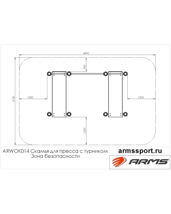 ARWOK014 Скамья для пресса с турником